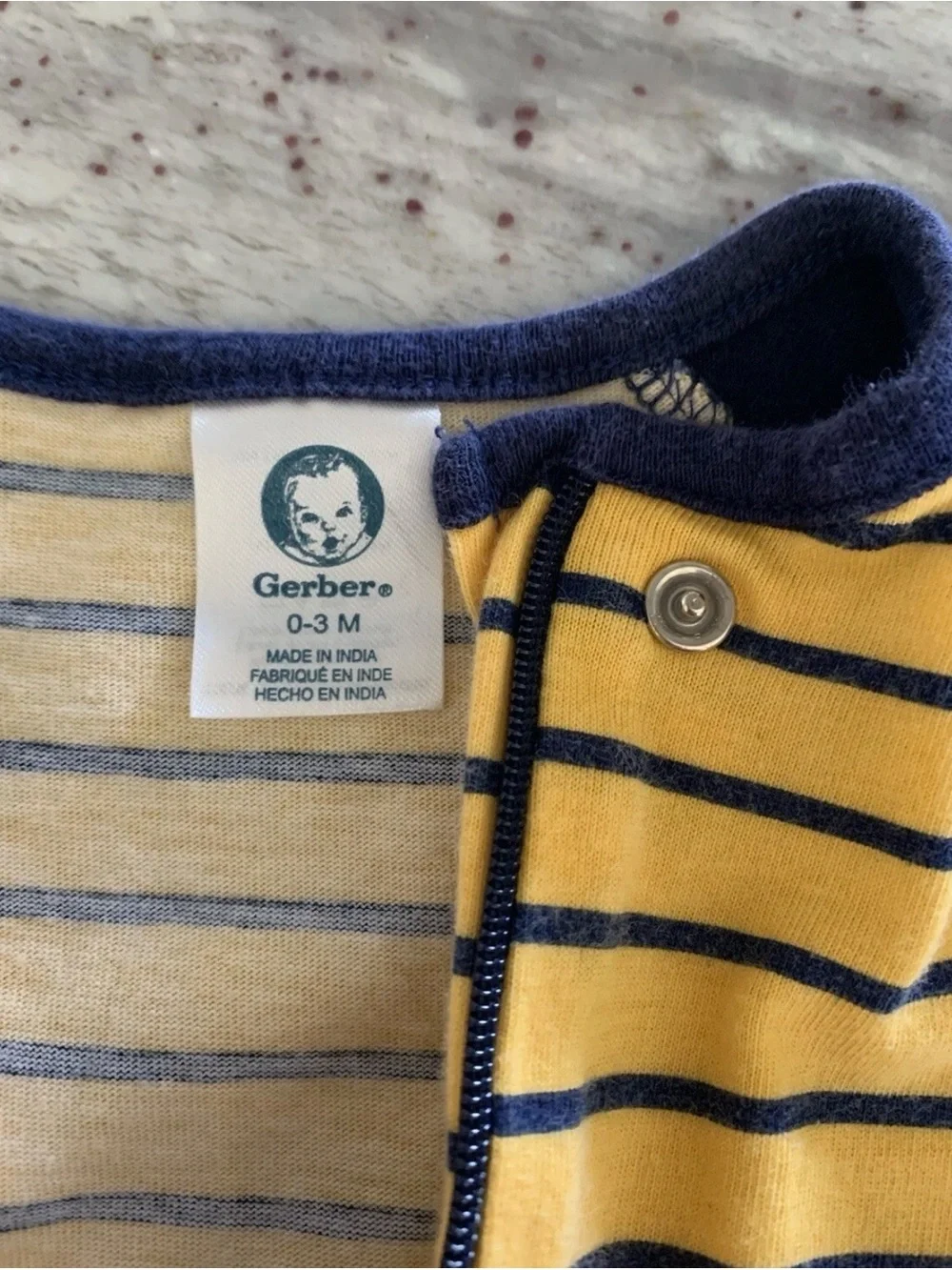 Carter's Yellow & Navy Striped Baby Footed One-Pieces (2)